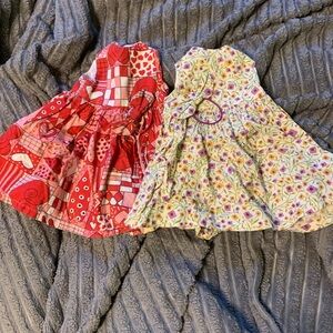 Two Dresses W/ Hair Bows For 18 Inch Dolls